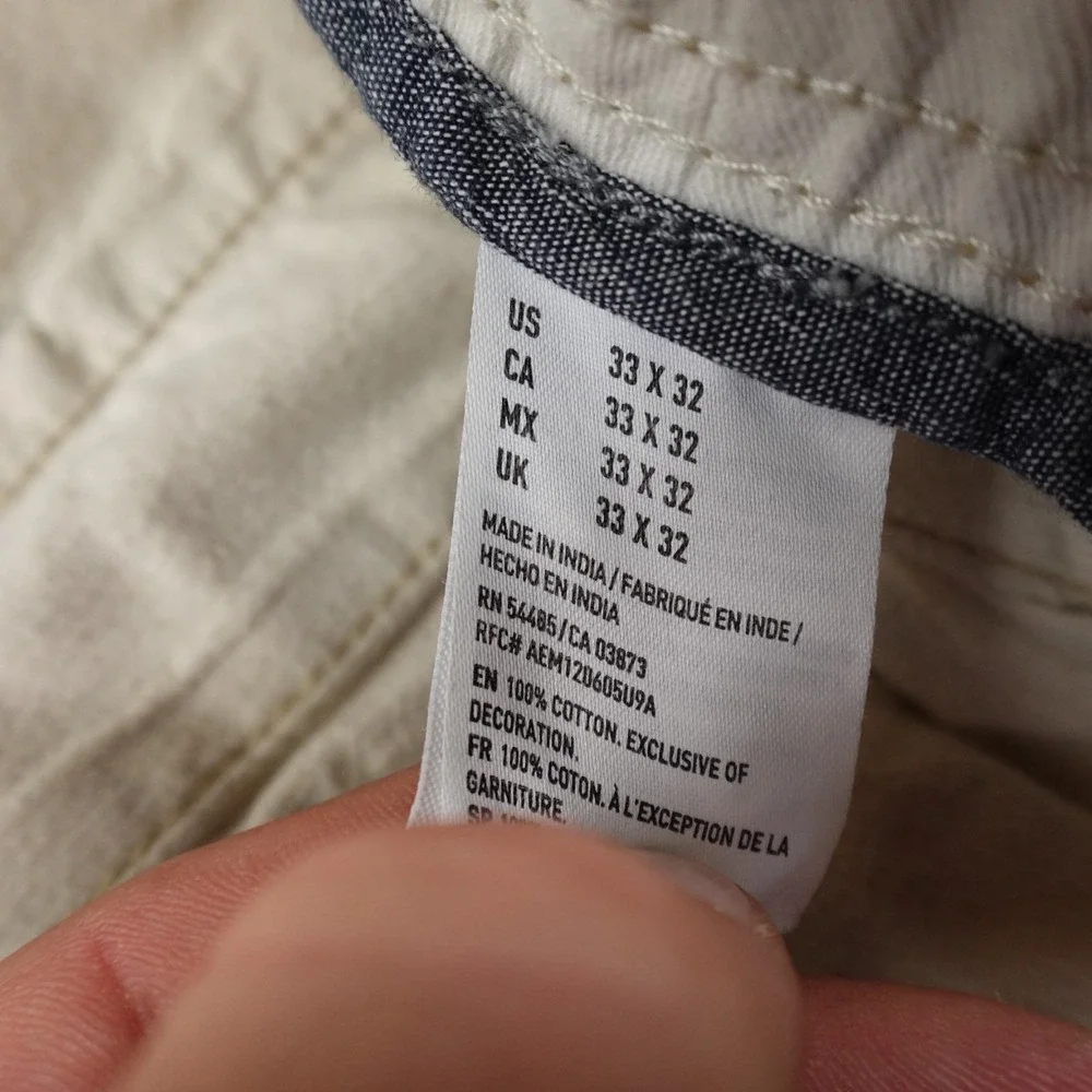 VTG‎ American Eagle Pants Mens 33X32 Beige Brown Tan Chino Relaxed Straight Y2K